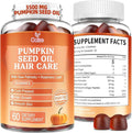 Pumpkin Seed Oil with Saw Palmetto Gummies, 3500mg Per Serving, Cold Pressed, with Rosemary Leaf, Zinc, Hydrolyzed Collagen Peptides, Pumpkin Seed Oil for Hair Growth, Vegan, 60 Counts