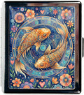 Weekly Pill Organizer, Metal Pill Box with 8 Compartments, Small Travel Pill Case for Purse Pocket, Medicine Vitamin Supplement Organizer (Zodiac Koi)