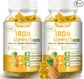 2 Packs 100MG Iron Supplements Gummies for Women & Men - Contains Vitamin C, A, B - Suitable Adults & Kids, Iron Deficiency, Immune & Energy Support, Pineapple Flavor, Non-GMO, 120 Counts