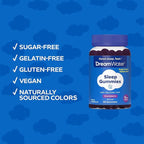 Dream Water Sleep Gummies (60 Count) Sleep Aids for Adults - 5mg Melatonin, GABA, 5-HTP - Natural Snoozeberry Flavor (Blue Raspberry) - Easy Chew Melatonin Gummies - Sugar Free, Gluten Free, Vegan