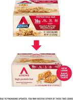 Atkins Peanut Butter Granola High Protein Bar, High Fiber Snack , 16g Protein, 1g Sugar, 4g Net Carb, Protein Snack, 12 Count