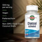 KAL Activated Charcoal Capsules, Cleansing Support, 500 mg Preferred Non-GMO Coconut-Shell Detox Formula, Vegan and Lab Verified, 25 Servings, 50 VegCaps