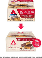 Atkins Chocolate Peanut Butter Protein Meal Bar, High Fiber, 16g Protein, Low Sugar, 3g Net Carb, Low Carb, Keto Friendly, 12 Count