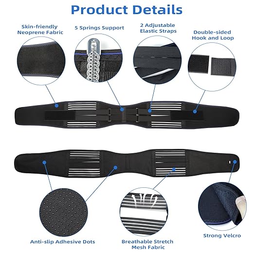 Sacroiliac SI Joint Hip Belt for Women and Men–Adjustable Hip Brace with 5 Springs, Non-Slip Support Brace for SI Joint, Lower Back, Pelvis, Sciatica & Trochanter Pain Relief (Black, Large)