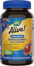 Nature’s Way Alive! Zero Sugar Men's Gummy Multivitamins, Energy Metabolism*, Muscle Function*, B-Vitamins, No Sugar Alcohols, Plant-Based Sweeteners, Peach Flavored, 80 Gummies