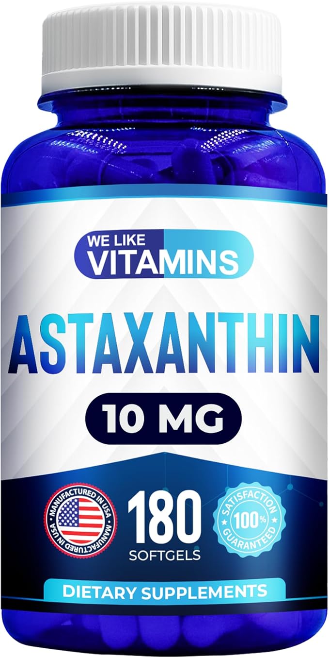 We Like Vitamins Astaxanthin 10mg Softgel - Highly Potent Astaxanthin Supplements from Haematococcus Pluvialis - Improves Eye, Joint, Skin Health & Energy Levels - 180 Servings, 6 Month Supply