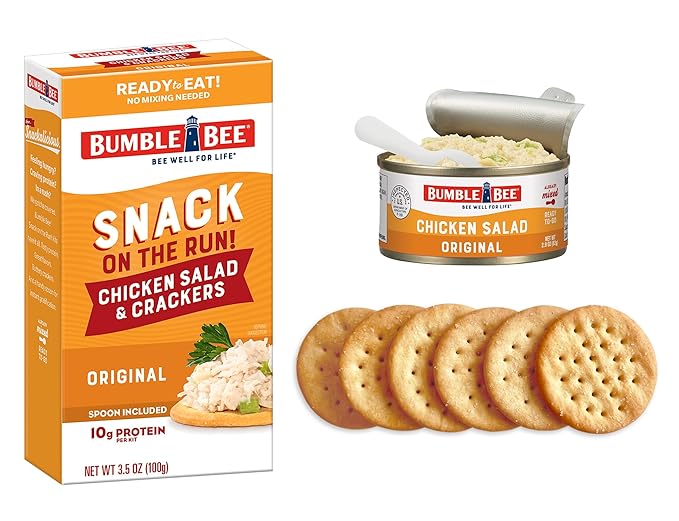 Bumble Bee Snack On The Run! Protein Snack Pack - Original Chicken Salad with Crackers - 10g Protein per Box - Ready to Eat Easy-Open Canned Chicken Salad (Pack of 3)