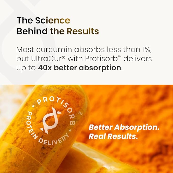 UltraCur Curcumin Complex Supplement - Ultra Bioavailable High Absorption Turmeric Curcumin Supplement for Joint, Muscle & Brain Support - Patented Protisorb for Premium Absorption – 120 Capsules