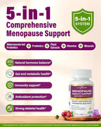 Menopause Supplements for Women 60 Billion with Akkermansia Probiotic & Prebiotic, Vitamin D & E for Hormone Balance, Metabolism, Gut Health Hot Flashes & Night Sweats - Non-GMO | 60 Caps