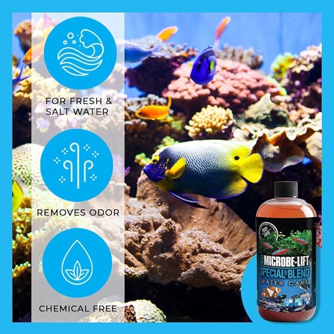 MICROBE-LIFT Special Blend Aquarium Treatment, Fish Tank Water Conditioner for Freshwater and Saltwater Tanks, Helps with Aquarium Algae Control and Odor, 16 Ounces (SBH16)