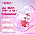 Beetroot Gummies with Grape Seed, Niacin, CoQ10, Vitamin C, B12, L-Citrulline & L-Arginine, Antioxidant Support, Sugar-Free Beet Root Supplement for Women & Men, 60 Count