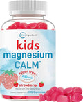 Kids Magnesium Gummies for Age 2+, 120 Count | Sugar Free Strawberry Flavor | Calm Magnesium Citrate Gummies for Sleep, Relaxation, Muscle, Bones, & Mood Support* | Non-GMO, Gluten Free