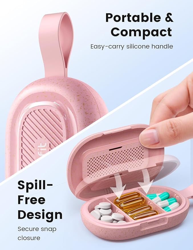 Travel Pill Organizer, Adjustable 3-6 Compartments Portable Pill Box, Small Pill Case Daily Medicine Container Moisture Proof Storage to Hold Vitamin Supplement Fish Oil for Pocket Purse-Blue