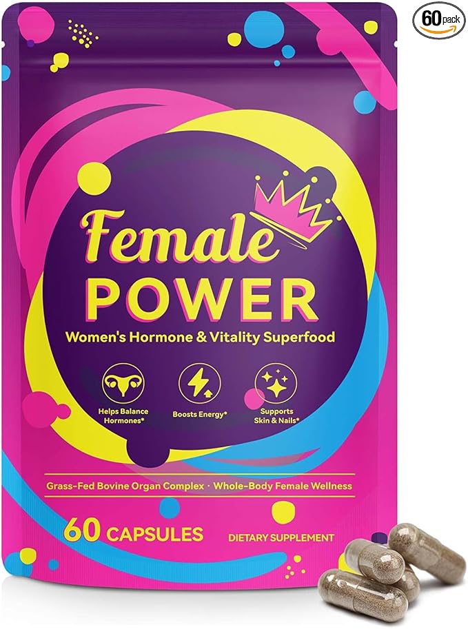 Beef Organ Supplement for Women, Natural Grass Fed Beef Liver Capsules,Supports Feminine Hormone Balance, Menstruation, Immunity, Skin, Collagen, B12, Energy & Wellness - 60 (1)