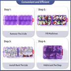 NEW Foldable & Double Protection Portable Weekly Pill Organizer 2 Times A Day with Etched Labels, AM PM 7 Day Week Medicine Box, Daily Travel Pill Case Dispenser for Vitamin, Supplement - Clear Purple