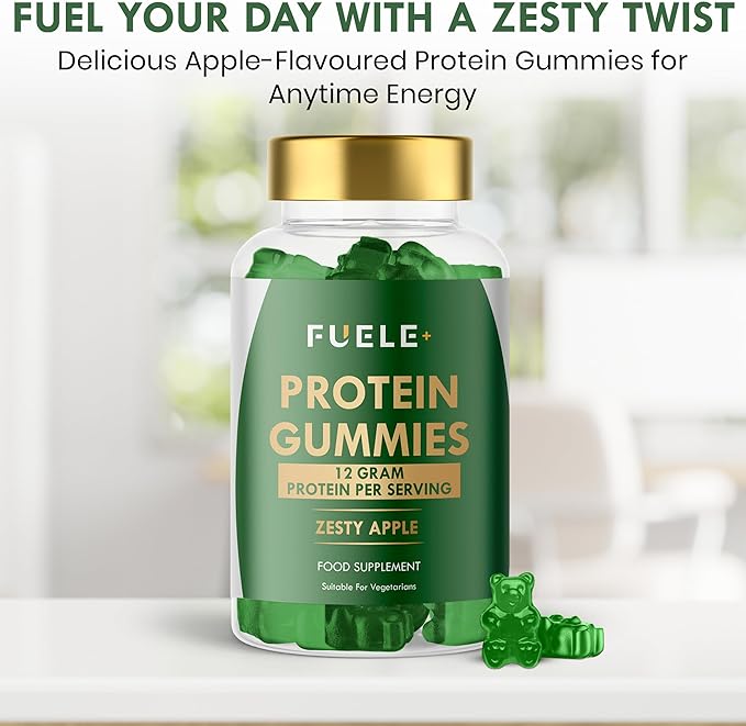 Protein Gummies – 12g High Protein Snack, Zesty Apple Flavor, No Added Sugar, Whey Protein Gummies, Supports Muscle Recovery, Post Workout Supplement (60 Gummies)