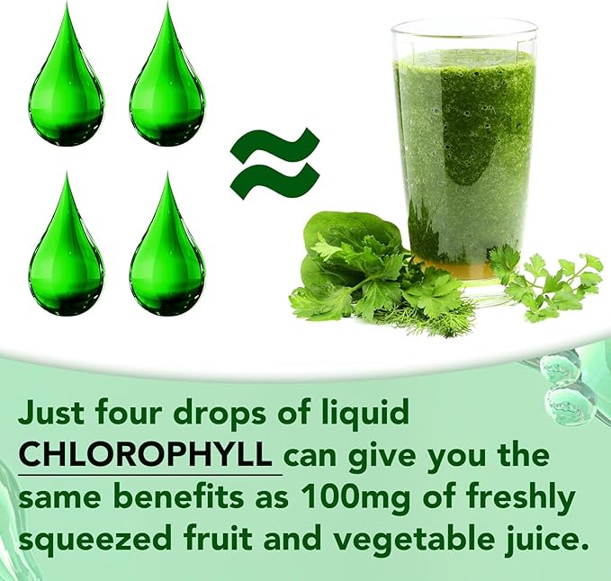 Chlorophyll Liquid Drops, Organic Liquid Chlorophyll Body Deodorizing, Supports for Odor Balance, Natural Body Freshness, Body Odor Control, Fresh Breath, 60ml 2Bottle.