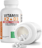 Bronson Vitamin K2 (MK7) with D3 Extra Strength Supplement Bone and Heart Health Non-GMO Formula 10,000 IU Vitamin D3 & 120 mcg Vitamin K2 MK-7 Easy to Swallow Vitamin D & K, 250 Capsules