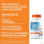 Doctor's BEST Glucosamine Chondroitin MSM - Joint Health Support Supplement for Women & Men, Nutritional Support for Joint Strength, Hair, Skin, & Nails, Gluten Free, Non GMO - 240 Capsules