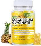 Magnesium Glycinate Gummies 1000mg, Sugar Free Magnesium Potassium Supplements Chewable for Adults with L-Threonate for Sleep, Body Support and Relaxation,90 Mango Pineapple Gummies