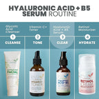 Eva Naturals Hyaluronic Acid + B5 Serum for Face – Ultra Hydrating Vitamin C & B5 Facial Serum for Deep Moisturizing, Wrinkle & Dark Spot Treatment, Skin Firming & Renewal