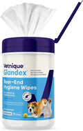 Vetnique Glandex Dog Wipes for Pets Cleansing & Deodorizing Anal Gland Hygienic Dog & Cat Wipes with Vitamin E, Skin Conditioners and Aloe (75ct)