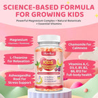 Magnesium Glycinate Gummies for Kids - Kids Magnesium Gummies, with L-Theanine, Chamomile & Multivitamins for Sleep, Calm & Focus - Strawberry Banana Center-Filled Gummies 60 ct (2 Pack)