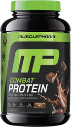 Muscle Pharm Combat Protein Powder, Chocolate Milk Flavor, Fuels Muscles for Productive Workouts, 5 Protein Sources Including Whey Protein Isolate & Egg Albumin, Gluten Free, 2 lb, 24 Servings