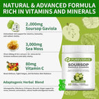 Soursop Graviola Gummies, Max Strength Soursop Leaves Extract with Sea Moss & Zinc for Cell Support & Regeneration, Immunity, Liver and Antioxidant, Sugar/Gluten Free, Vegan - 60 CT