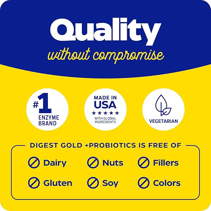 Enzymedica Digest Gold + Probiotics, 2-in-1 Digestive Enzymes & Probiotic Support, Promotes Gut Health with 1 Billion Active Cultures, 45 Capsules