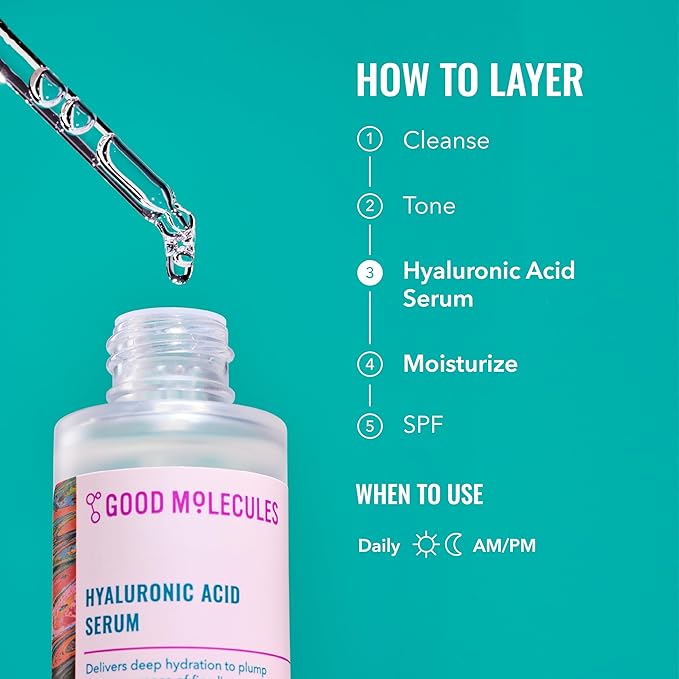 Good Molecules Hyaluronic Acid Serum Pack 2 – 75 ml / 2.5 fl oz Each | Lightweight Facial Serum with 1% Hyaluronic Acid for Hydration