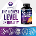 Turmeric Curcumin Supplement - 1350mg Organic Turmeric Per Serving - 95% Curcuminoids & BioPerine Black Pepper Extract for Best Absorption - Natural Vegan Joint Support, Bottled in USA - 120 Capsules