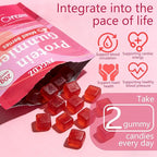 Protein Gummies for Women & Men, 20g Protein per Serving, Zero Sugar, Vegan, Supports Hair Skin Nails Health with Collagen, Energy Boosting Supplement, Mixed Berries Flavor, 60 Gummies (1) (1)