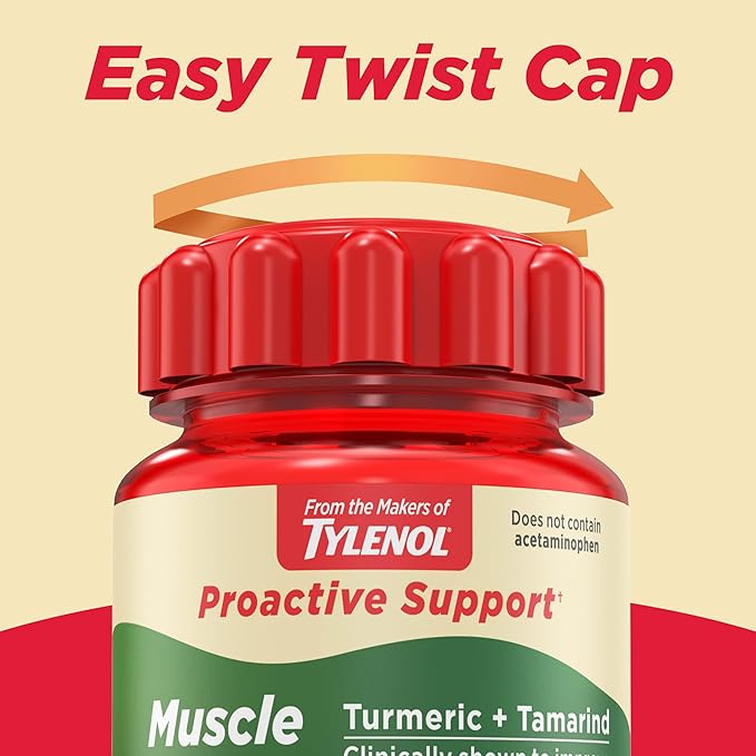 Tylenol Proactive Support* Muscle & Joint Supplement, Drug-Free Daily Turmeric Supplement + Tamarind + Cucumber Extract, Improves Joint Comfort & Flexibility in 5 Days*, 30 ct (Pack of 2)