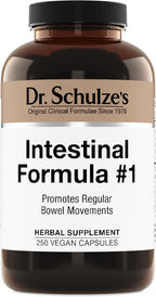 Dr. Schulze's Intestinal Formula #1 - Bowel Movement Supplement for Colon Health Support - Bloating & Constipation Aid - Intestinal Cleanse - All-Natural - Plant-Based - Vegan - 250 Count