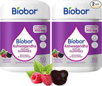 Biobor (2 Packs) Ashwagandha Gummies, KSM-66 Ashwagandha Root Extract with Vitamin D3, Relaxation Support & Immune Support for Adults - GMO Free, Gluten Free, 120 Count