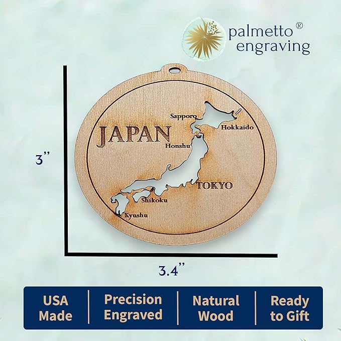 Personalized Japan Ornaments, Japanese Christmas Tree Ornaments, Souvenirs, Keepsakes, and Gifts