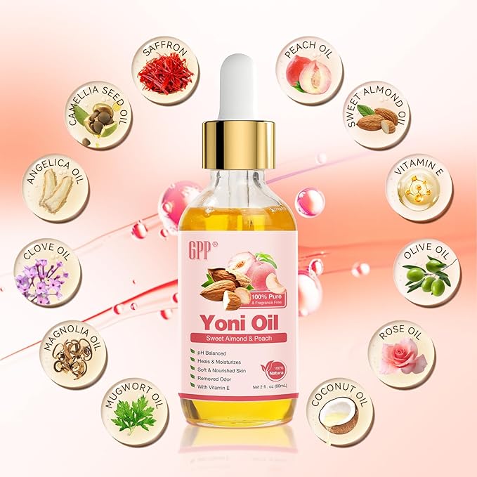 Yoni Oil Wash for Women pH Balance and Wetness, Feminine Oil Ingrown Hair, Nourishing, Moisturizing Formula for All Skin Types, Yoni Care with Vitamin E, Natural Yoni Wash(Peach)