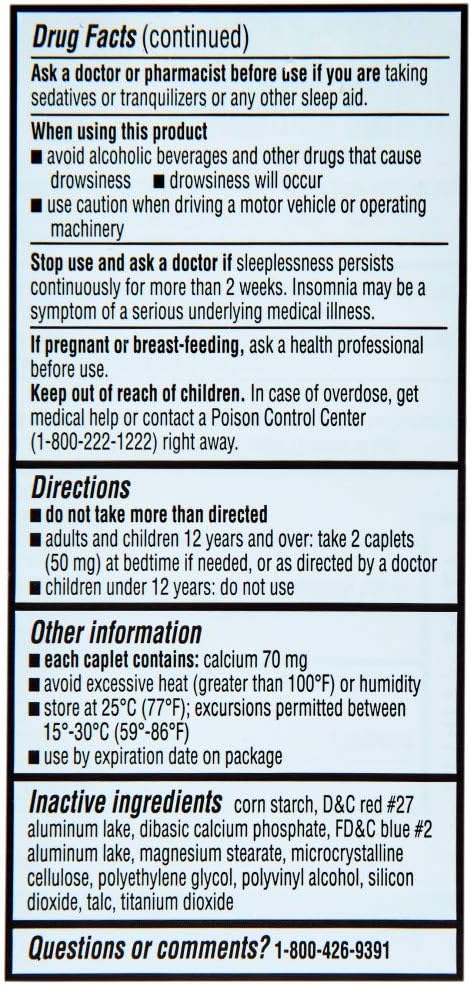 Rite Aid Natural Sleep Aid Caplets, Diphenhydramine HCl, 25mg - 200 Count | Sleeping Pills for Adults Extra Strength