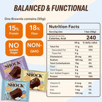 Fitness SHOCK Protein Brownie Variety Pack - No Added Sugar, 7.5g Protein, Low Carb Guilt-Free Dessert - Chocolate, Coconut, Banana - 0g Added Sugar, 10g Net Carbs, 5g Fiber - 10 x 50g