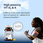 Metagenics Vitamin D3 + K - for Artery Health, Immune Support, Bone & Heart Health* - Vitamin D with MK-7 (Vitamin K2) - Non-GMO - Gluten-Free - 60 Softgels - 5,000 IU