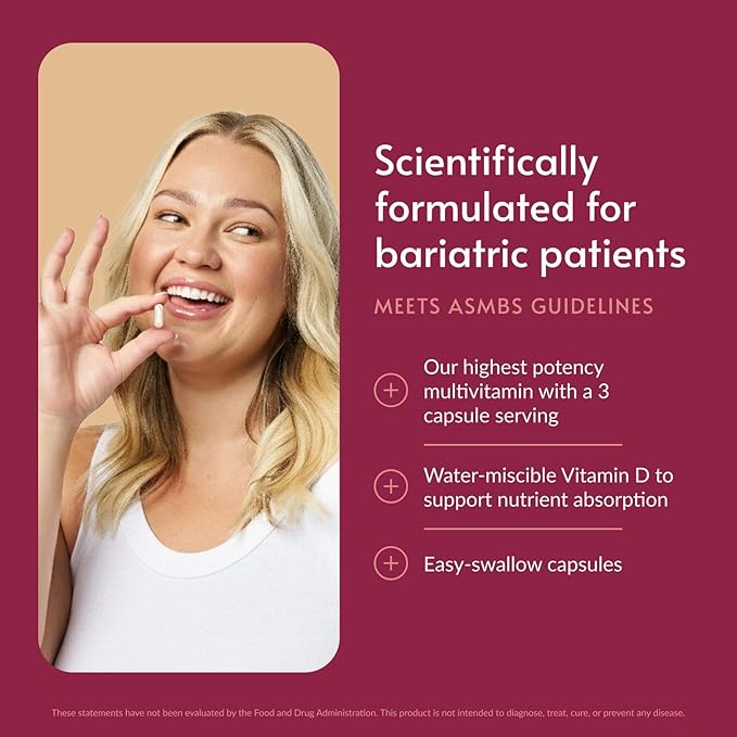 Bariatric Advantage Ultra Multivitamin with Iron - Ultra Multi with Iron - Capsule Format Multivitamin - Provides Full Complex of B Vitamins - with Vitamin C, Chromium & More - 270 Capsules