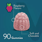 Viteey Calcium Magnesium Zinc Gummies with Vitamin D3 - Supports Bone Health, Nerve & Immune Function - Calcium Magnesium Zinc D3 for Adults & Teens - GMO Free - Chewable Raspberry Flavored Gummy
