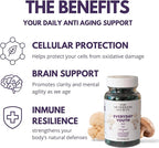 Everyday Youth - Anti-Aging Supplement - Brain & Cellular Energy Formula – Lion’s Mane, Chestnut, NAD, B12 + Beta-Glucans - 120 Vegan Capsules