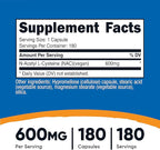 Nutricost N-Acetyl L-Cysteine (NAC) 600mg, 180 Capsules - Non-GMO, Gluten Free (Pack of 2)