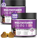 24-in-1 Dog Vitamins and Supplements 300 Ct Dogs Multivitamin Chewable Contain Chondroitin Probiotics Omega-3 Glucosamine for Dogs Skin Coat Heart Joint Gut Liver Brain Eyes Immune Support - Chicken