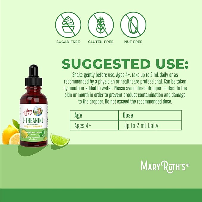 MaryRuth's L Theanine 200mg Liquid Drops | Mood Support for Adults & Kids | Focus Supplement | Natural Sleep Support | Vegan | Non-GMO | Gluten Free | 30 Servings (Pack of 2)