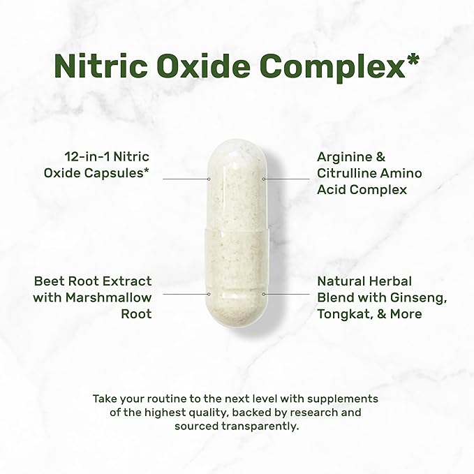 Nitric Oxide Supplement 3,000mg, 300 Capsules | 12-in-1 Complex for Men & Women – Arginine, Citrulline, Korean Red Ginseng, Tongkat Ali, Maca Root, & Marshmallow Blend*