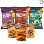 Wonderslim Protein Chips with Probiotics, Variety Pack | 12g Plant Protein, 170 Cal | High Protein Chips, Vegan, Gluten Free, Non-GMO | Made with Avocado Oil, No Seed Oils | 12 Pack