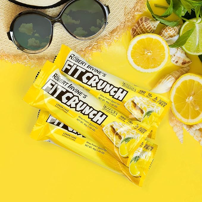 FITCRUNCH Snack Size Protein Bars, 6-Layer Baked Bar, 3g of Sugar & Soft Cake Core (18 Bars, Lemon Cake)